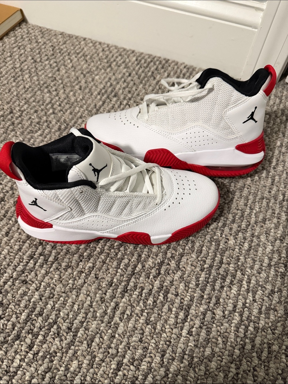 Jordan Kids White and Red High-Top Sneakers